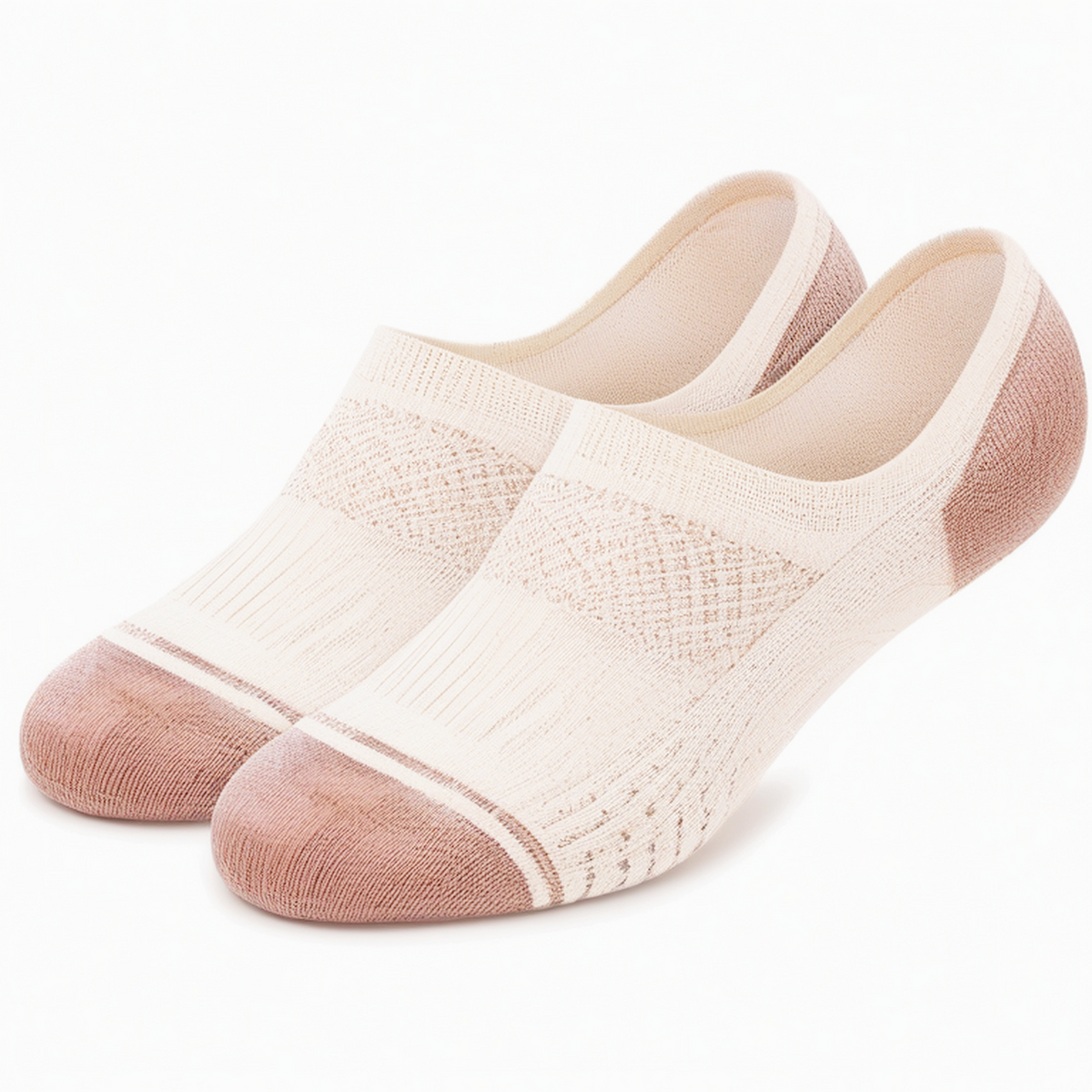Calzini invisibili 43-46 in tessuto a maglia beige/marrone - traspiranti per uso quotidiano